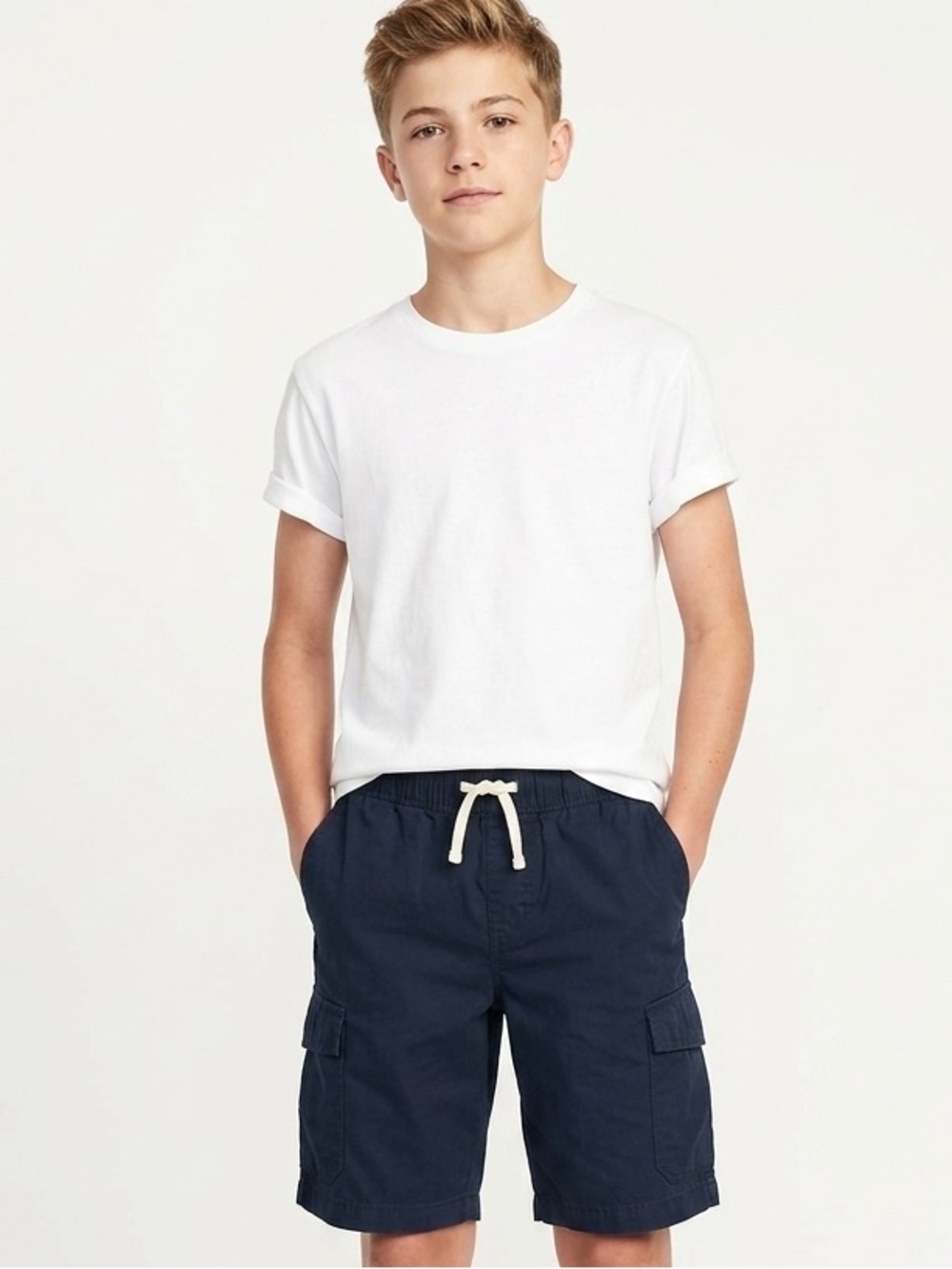 Place Boy’s Navy Cargo Drawstring Shorts Size 14-16
